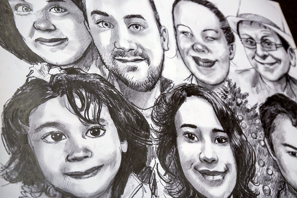 Caricature d'après photo en groupe, un cadeau innovant