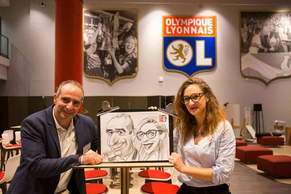 Caricaturiste Groupama stadium pour l'OL à Lyon